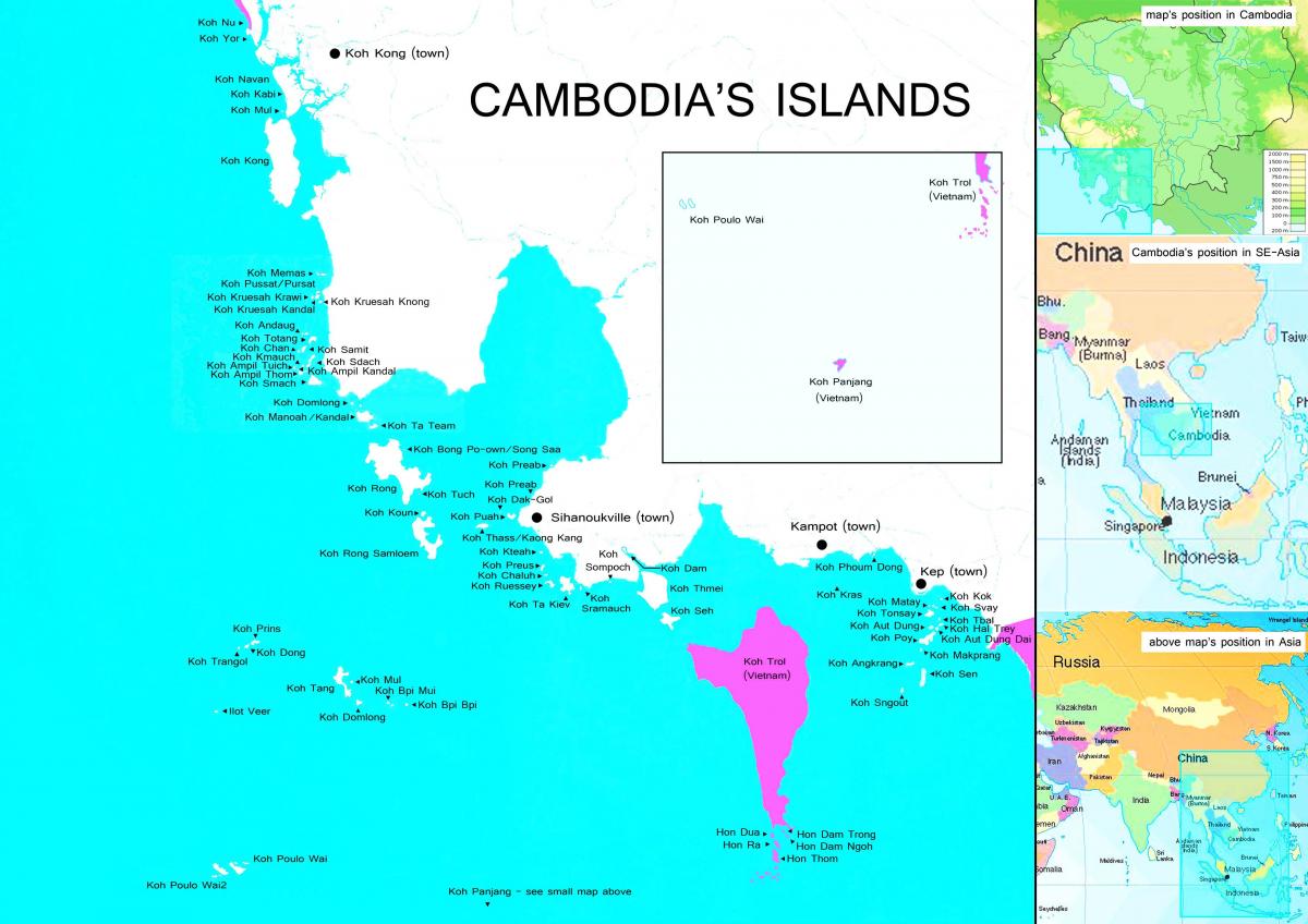 Mapa je iz Kambodže ostrvima