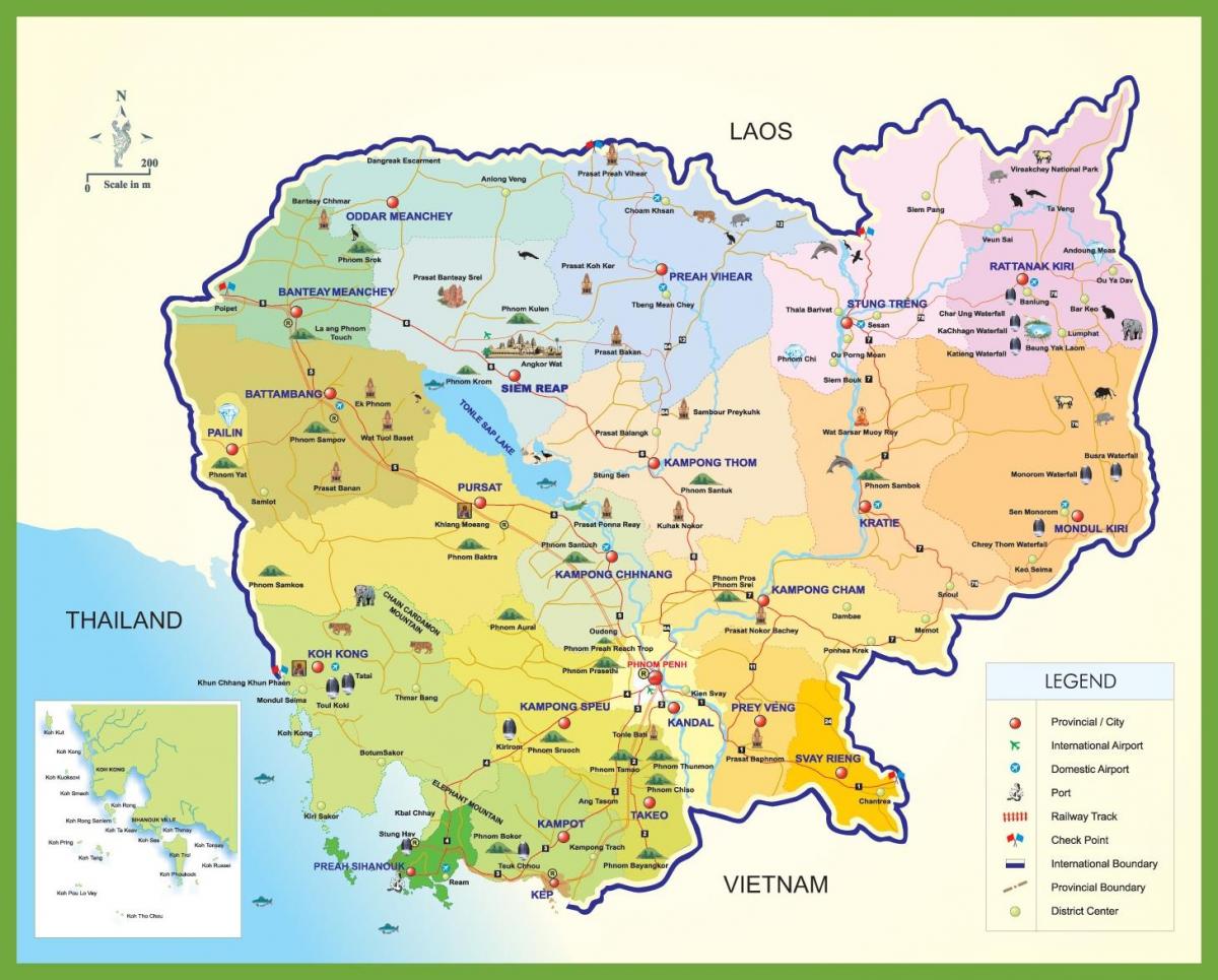 Kambodža putovanja mapu
